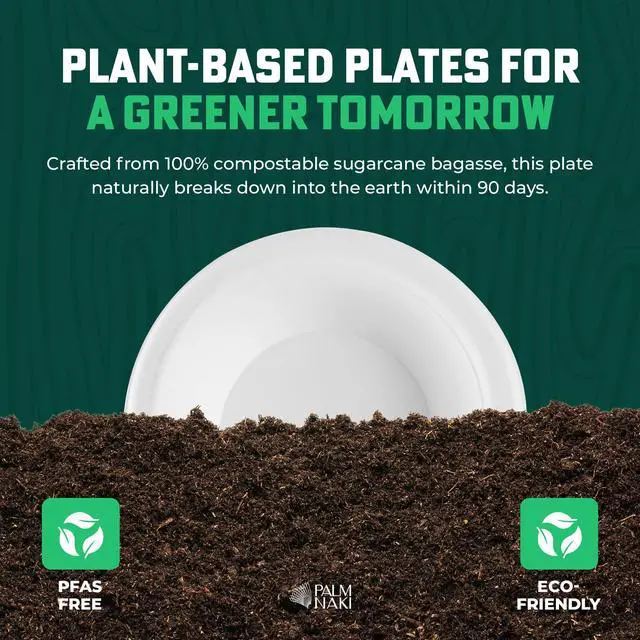 Alt view image 6 of 7 - 12 oz Heavy Duty Paper Bowls | 100% Compostable & Biodegradable | Natural Sugarcane Bagasse & Bamboo Pulp | Leak-Resistant & Sturdy | Microwave & Freezer Safe | PFAS-Free | 80-Pack | Palm Naki
