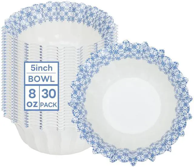 Main image of 30 Pack Small Paper Bowls, 8oz Heavy-Duty Disposable Bowls, Heat Resistant Biodegradable Soup Bowls for Ice Cream,Salad,Soup,Snack,Dessert,Pasta,Hot or Cold Use