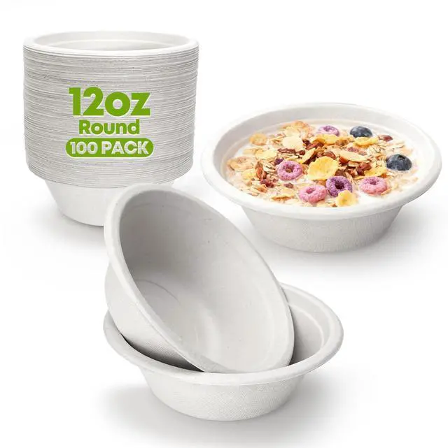 Main image of Paper Bowls Disposable, Compostable, 12 oz, 100 Pack