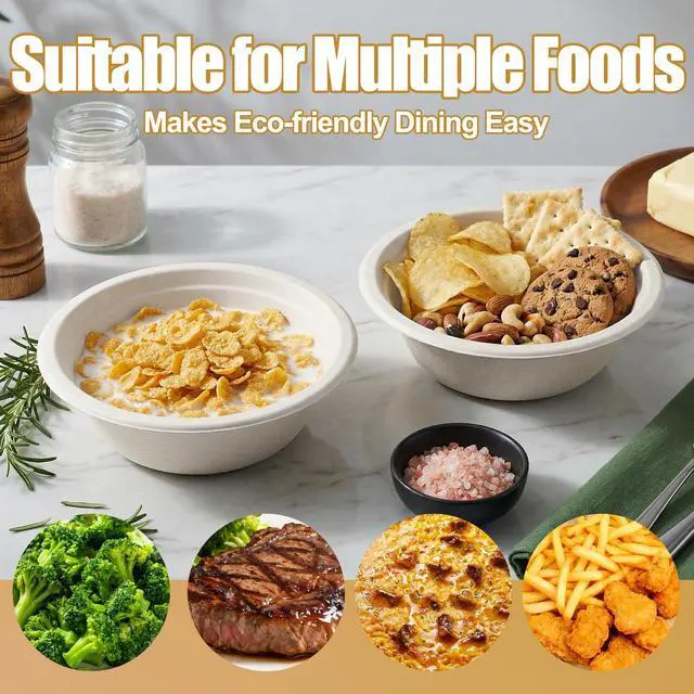 Alt view image 2 of 7 - Paper Bowls Disposable, Compostable, 12 oz, 100 Pack
