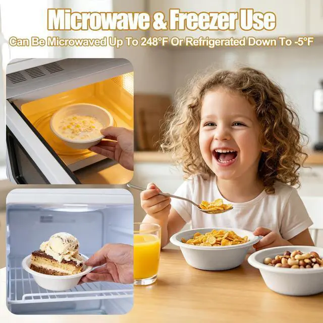 Alt view image 3 of 7 - Paper Bowls Disposable, Compostable, 12 oz, 100 Pack