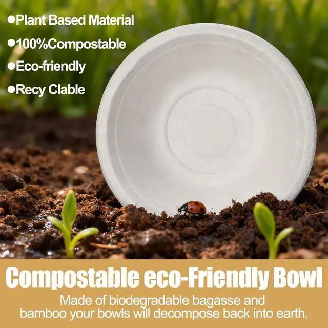 Alt view image 4 of 7 - Paper Bowls Disposable, Compostable, 12 oz, 100 Pack