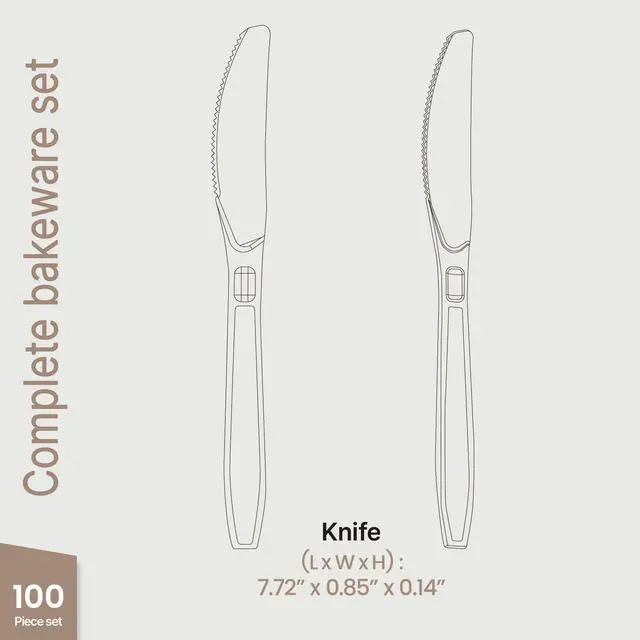 Alt view image 4 of 7 - Disposable Cutlery Set 100 Pieces Knives, Heavy Duty Plastic Silverware, BPA-Free Food-Grade Materials, Heat-Resistant, Reusable Utensils for Parties, Catering, BBQs, and Everyday Use, Clear