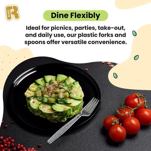 Alt view image 2 of 7 - 200 Count Plastic Silverware Heavy Duty - Clear Plastic Forks And Spoons Set - BPA Free Plastic Utensils Set - Heat Resistance Cutlery For All Occasions