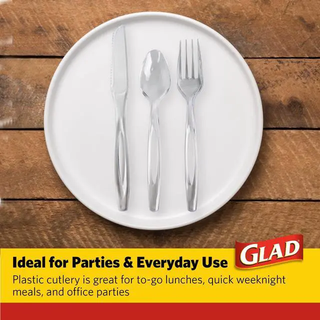 Alt view image 4 of 6 - Clear Disposable Cutlery Set with Heavy Duty Plastic Forks, Knives, and Spoons, Reusable Dishwasher Safe Plastic Utensils for Parties and Everyday Use, 120 Count