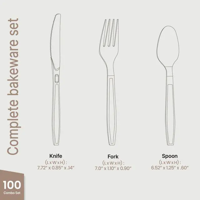 Alt view image 4 of 7 - Disposable Cutlery Set 100 Pieces of Forks, Knives & Spoons, Heavy Duty Plastic Silverware, BPA-Free Food-Grade Materials, Heat-Resistant, Reusable Utensils for Parties and Everyday Use, Clear