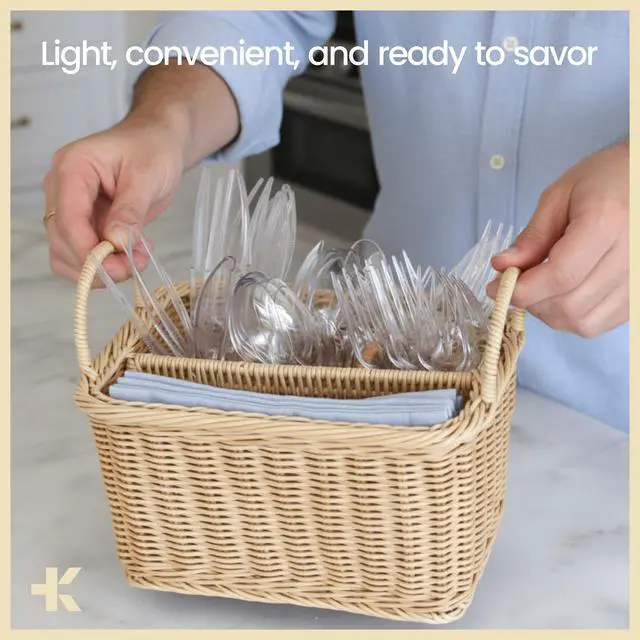 Alt view image 7 of 7 - Disposable Cutlery Set 100 Pieces of Forks, Knives & Spoons, Heavy Duty Plastic Silverware, BPA-Free Food-Grade Materials, Heat-Resistant, Reusable Utensils for Parties and Everyday Use, Clear