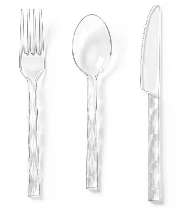Main image of 150PCS Clear Plastic Silverware, Clear Utensil Disposable, Heavy Duty Plastic Cutlery Set of 50 Forks, 50 Spoons, 50 Knives for Wedding, Party, Gathering, Daily Use