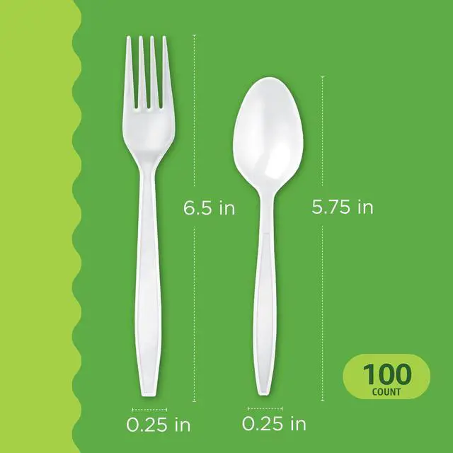 Alt view image 2 of 5 - Disposable Everyday White Forks & Spoons, 100 Count