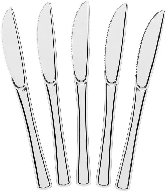 Main image of Clear Plastic Knives 50 Pcs Clear Knives Disposable Utensils Heavy Duty Plastic Cutlery Set Disposable Cutlery Sets Flatware Sets Silverware Set For Party Supplies & Party Tableware