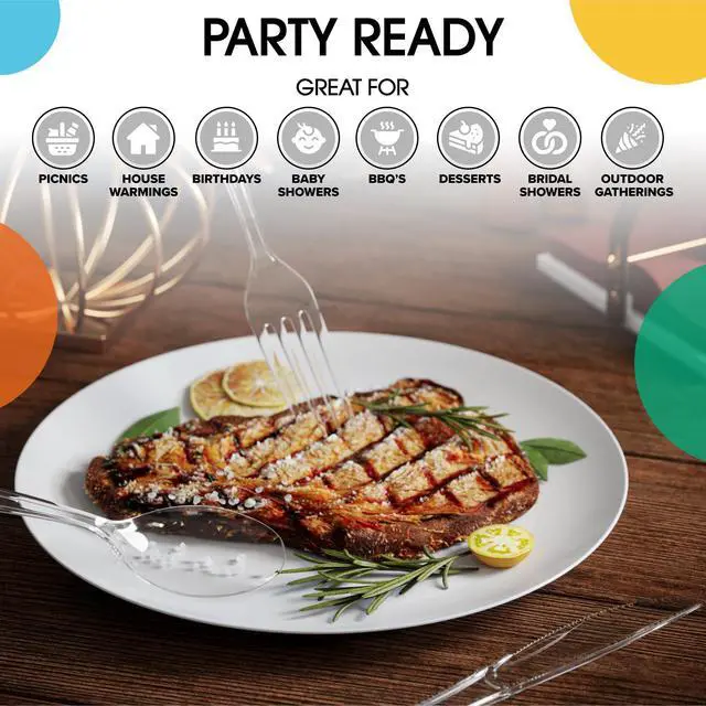 Alt view image 6 of 7 - Clear Plastic Knives 50 Pcs Clear Knives Disposable Utensils Heavy Duty Plastic Cutlery Set Disposable Cutlery Sets Flatware Sets Silverware Set For Party Supplies & Party Tableware