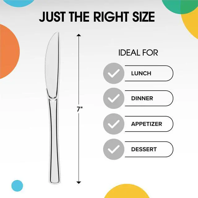 Alt view image 2 of 7 - Clear Plastic Knives 50 Pcs Clear Knives Disposable Utensils Heavy Duty Plastic Cutlery Set Disposable Cutlery Sets Flatware Sets Silverware Set For Party Supplies & Party Tableware
