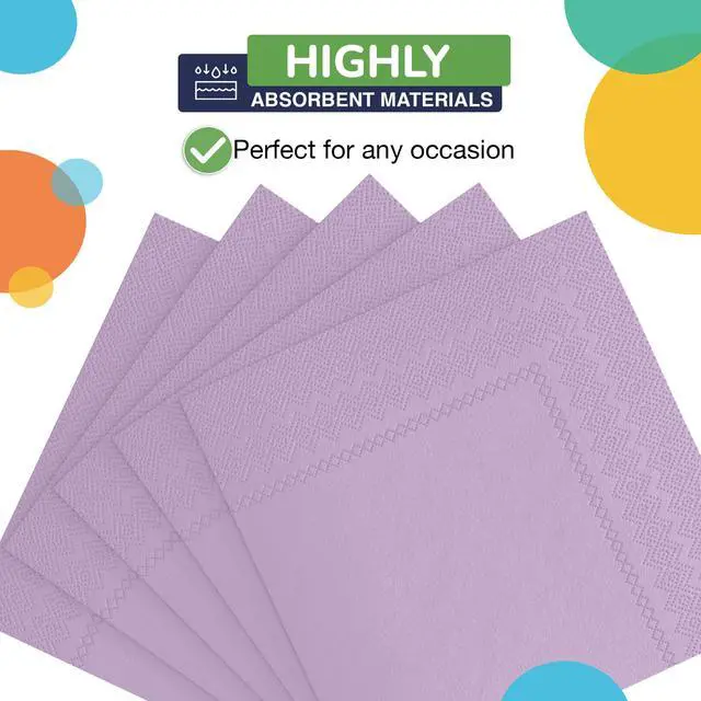 Alt view image 3 of 7 - Lavender Napkins Disposable Everyday 50 Pcs 2 Ply Lavender Dinner Napkins Paper Everyday For Parties & Party Supplies
