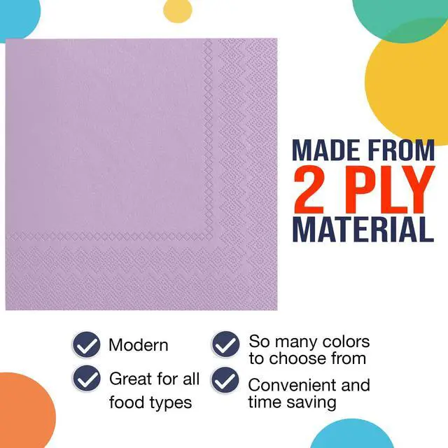 Alt view image 4 of 7 - Lavender Napkins Disposable Everyday 50 Pcs 2 Ply Lavender Dinner Napkins Paper Everyday For Parties & Party Supplies