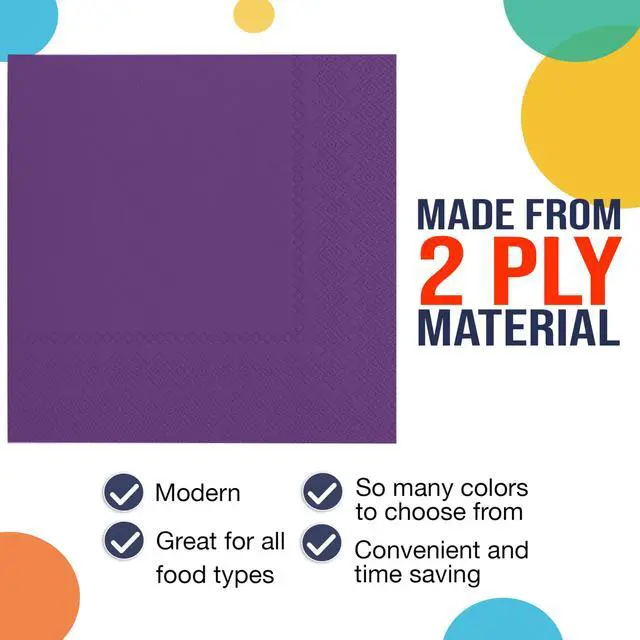 Alt view image 4 of 6 - Purple Napkins Disposable Everyday 100 Pcs 2 Ply Purple Cocktail Napkins Paper Everyday For Parties & Party Supplies