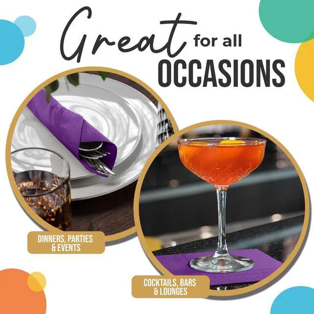 Alt view image 5 of 6 - Purple Napkins Disposable Everyday 100 Pcs 2 Ply Purple Cocktail Napkins Paper Everyday For Parties & Party Supplies