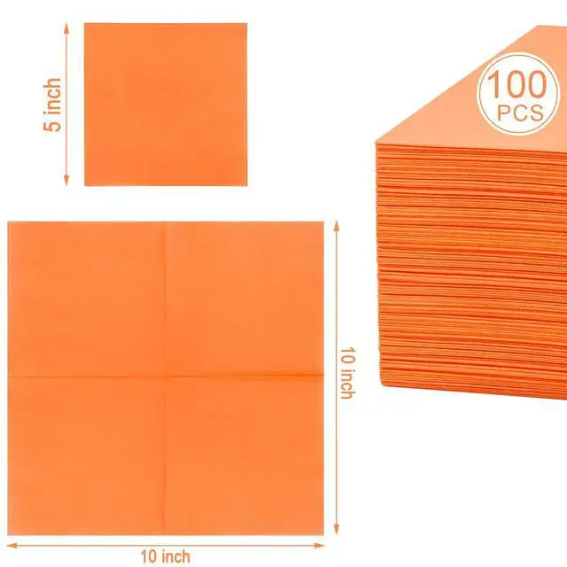 Alt view image 2 of 7 - 100-Count 2-Ply Orange Napkins -Orange Cocktail Napkins Disposable Premium Quality - 5" x 5" Fall Paper Napkins for Summer Party,Bar,Weddings