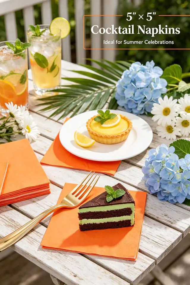 Alt view image 4 of 7 - 100-Count 2-Ply Orange Napkins -Orange Cocktail Napkins Disposable Premium Quality - 5" x 5" Fall Paper Napkins for Summer Party,Bar,Weddings