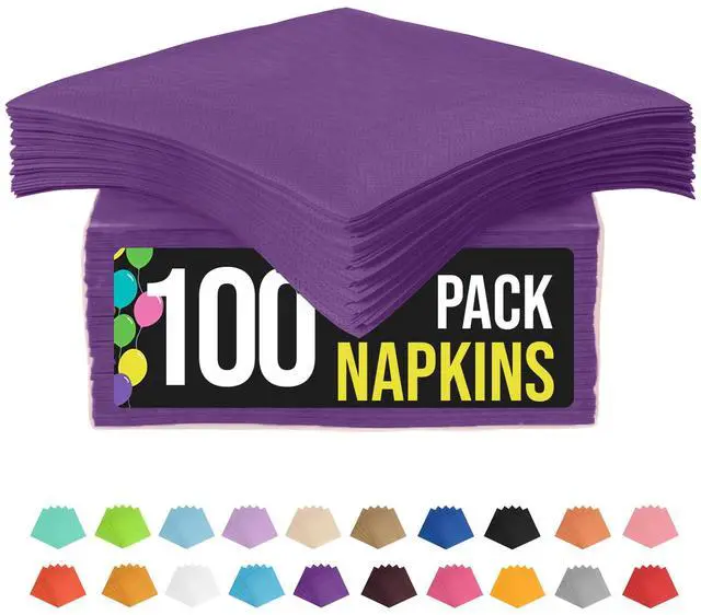 Main image of Purple Napkins Disposable Everyday 100 Pcs 2 Ply Purple Cocktail Napkins Paper Everyday For Parties & Party Supplies