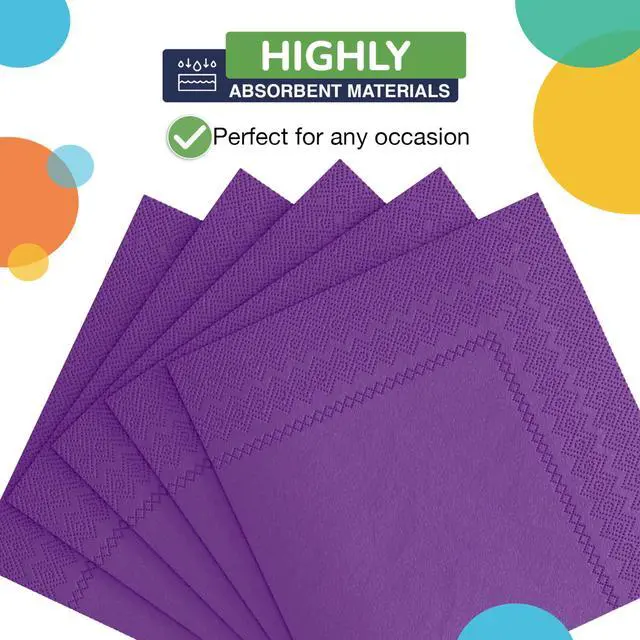 Alt view image 2 of 6 - Purple Napkins Disposable Everyday 100 Pcs 2 Ply Purple Cocktail Napkins Paper Everyday For Parties & Party Supplies