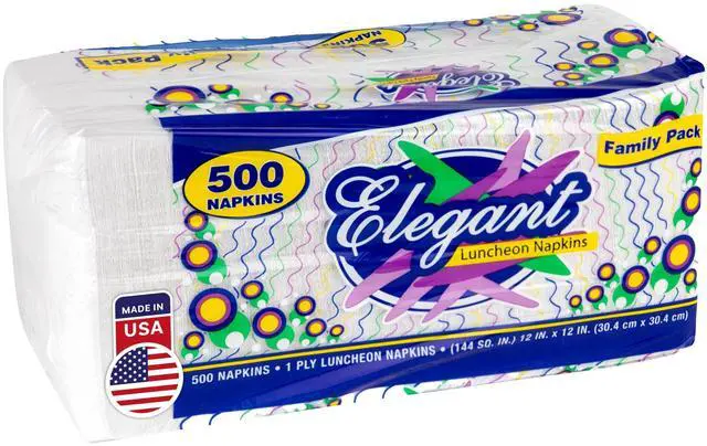 Main image of Everyday Paper Napkins (500 Pack), Disposable Paper Napkins, White Bulk Napkins for Meals, Parties & Crafts, Made in USA, Servilletas, Stock Your Home