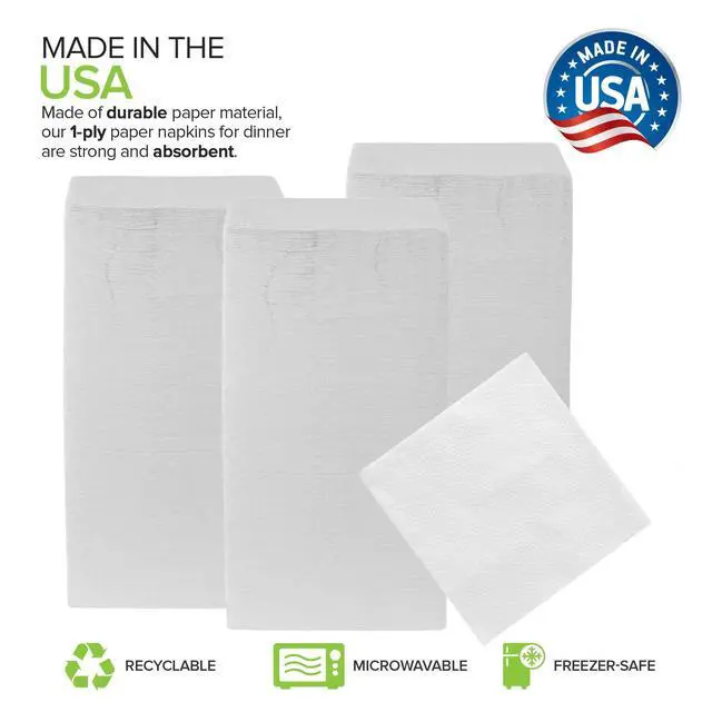 Alt view image 2 of 7 - Everyday Paper Napkins (500 Pack), Disposable Paper Napkins, White Bulk Napkins for Meals, Parties & Crafts, Made in USA, Servilletas, Stock Your Home