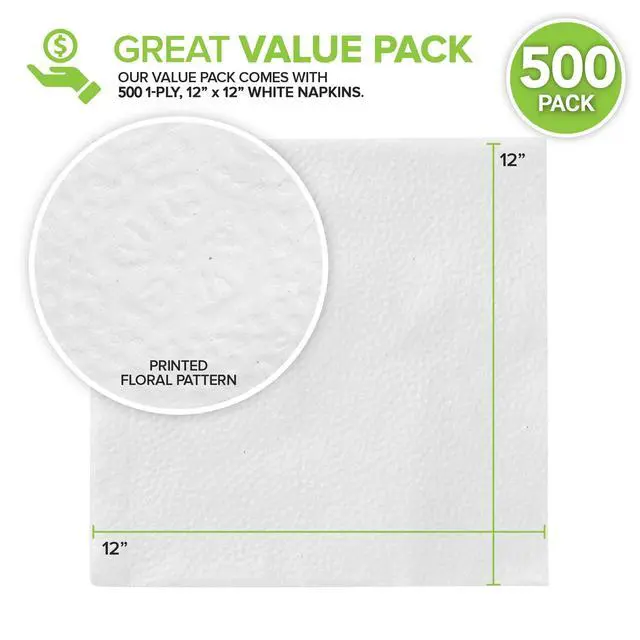 Alt view image 3 of 7 - Everyday Paper Napkins (500 Pack), Disposable Paper Napkins, White Bulk Napkins for Meals, Parties & Crafts, Made in USA, Servilletas, Stock Your Home