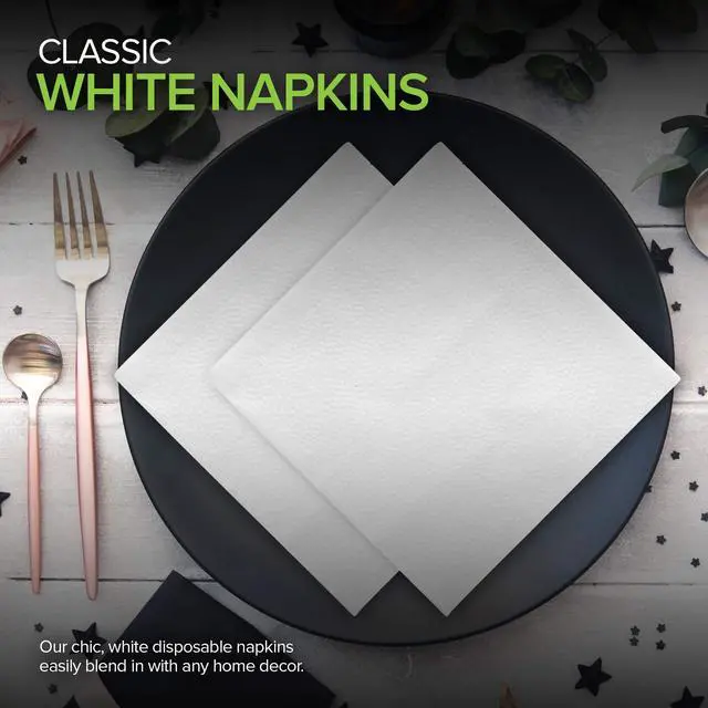 Alt view image 5 of 7 - Everyday Paper Napkins (500 Pack), Disposable Paper Napkins, White Bulk Napkins for Meals, Parties & Crafts, Made in USA, Servilletas, Stock Your Home