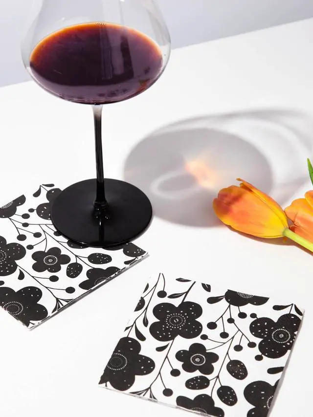 Alt view image 4 of 7 - 20 Count Designer Cocktail Napkins, 3-Ply Disposable Paper Napkins (80, Midnight Bloom, 5" x 5",Cocktail Size)