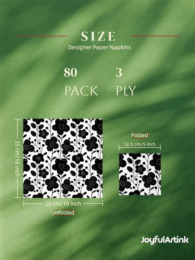Alt view image 3 of 7 - 20 Count Designer Cocktail Napkins, 3-Ply Disposable Paper Napkins (80, Midnight Bloom, 5" x 5",Cocktail Size)