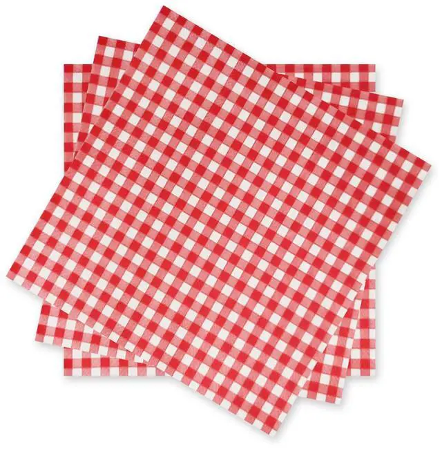 Main image of Disposable Red and White Gingham Paper Napkins (Pack of 50)