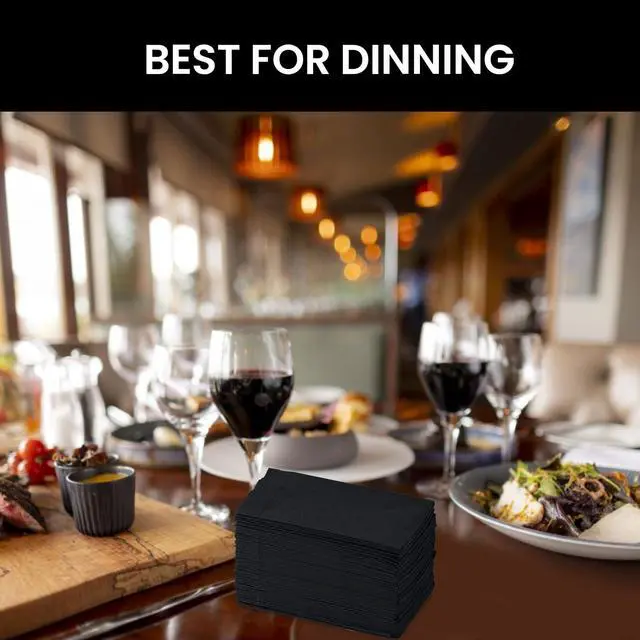 Alt view image 4 of 4 - 2 Ply Black Dinner Napkin Pack of 125