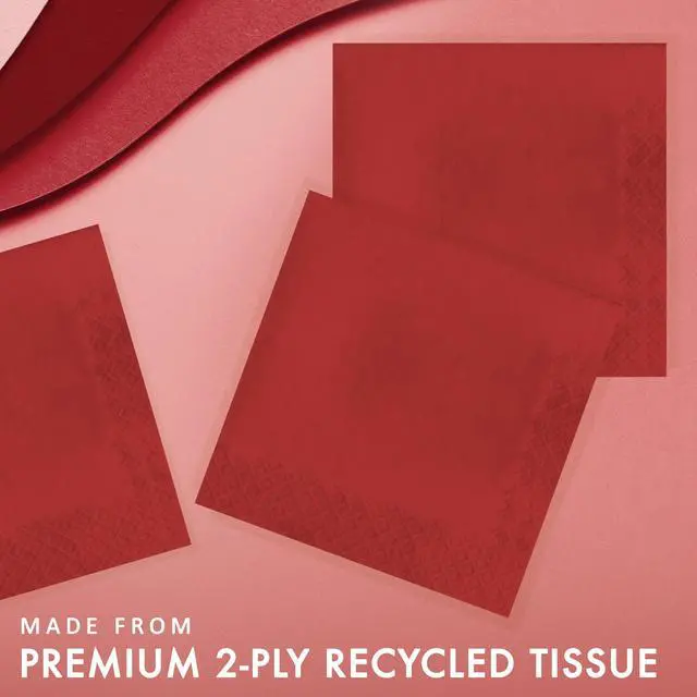 Alt view image 2 of 5 - Touch of Color 2-Ply Paper Lunch Napkins, 50-Count, Classic Red