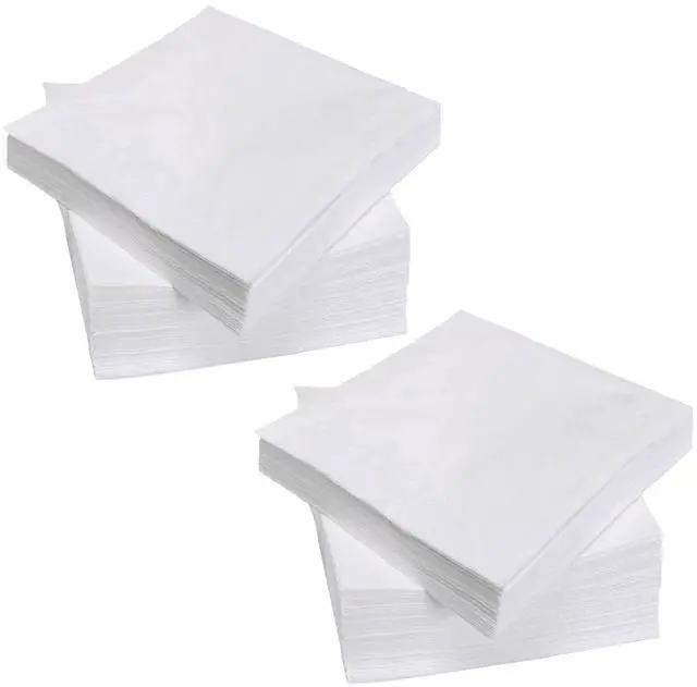 Main image of 200 Count Napkins 2 Ply Plain White Beverage Napkins Disposable Four Fold Cocktails Paper Napkins 4.9" X 4.9" folded for Party and Every Day Use