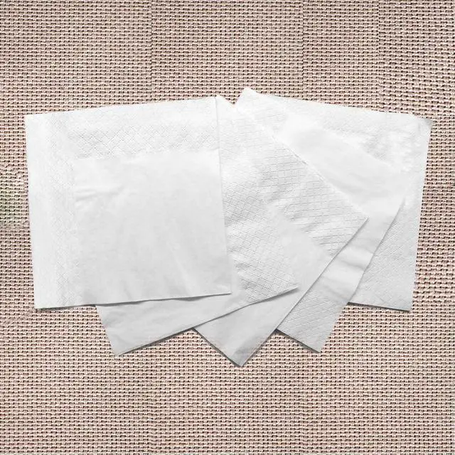 Alt view image 2 of 5 - 200 Count Napkins 2 Ply Plain White Beverage Napkins Disposable Four Fold Cocktails Paper Napkins 4.9" X 4.9" folded for Party and Every Day Use