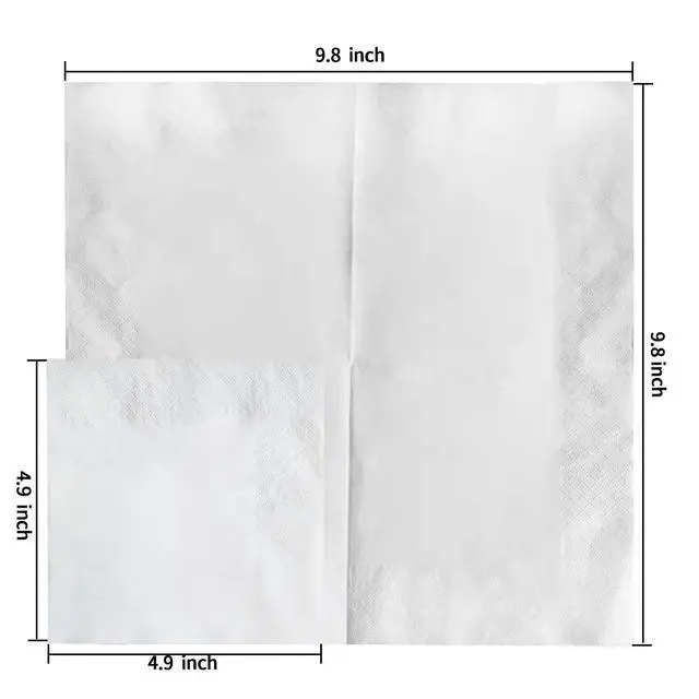 Alt view image 4 of 5 - 200 Count Napkins 2 Ply Plain White Beverage Napkins Disposable Four Fold Cocktails Paper Napkins 4.9" X 4.9" folded for Party and Every Day Use