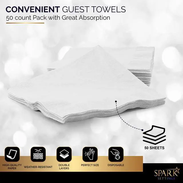 Alt view image 4 of 7 - Big Party Pack 40 Count White Dinner Napkins Tableware- Ideal for Wedding, Party, Birthday, Dinner, Lunch, Cocktails. (7 x 7)
