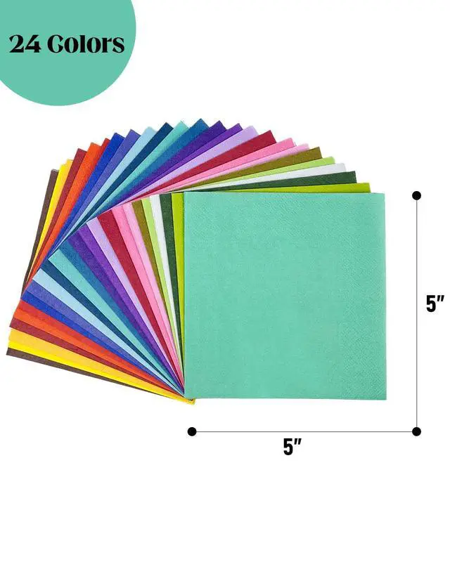 Alt view image 5 of 7 - 24 Colors Cocktail Napkins 5 * 5inch Disposable Beverage Napkin Paper for Cocktail, Wedding, Dinner, Birthday Party Dessert Wine Paper Napkins 120 Count