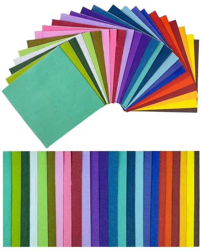 Alt view image 3 of 7 - 24 Colors Cocktail Napkins 5 * 5inch Disposable Beverage Napkin Paper for Cocktail, Wedding, Dinner, Birthday Party Dessert Wine Paper Napkins 120 Count