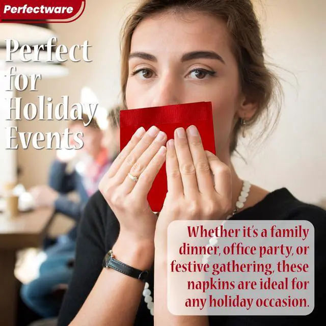 Alt view image 7 of 7 - 2 Ply Dinner Napkin Red- 50 CT Red 2 Ply"15 x 17" Paper Dinner Napkins - Pack of 50 CT. Ideal for Party., (PWRedDinnerNapkin-50CT)