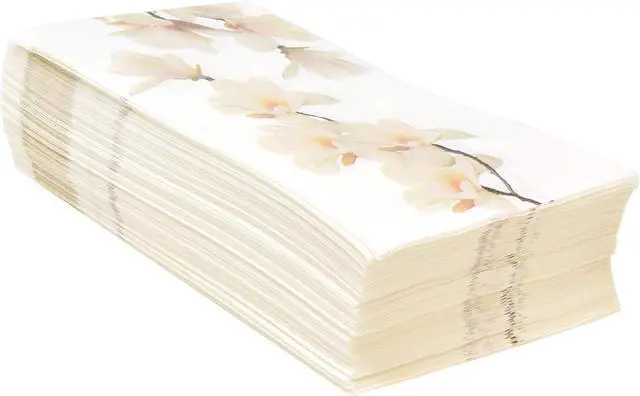 Alt view image 2 of 7 - White Orchid Floral Guest Napkins 100 Count Disposable Paper Hand Towels for Bathroom Party Wedding Spring Dinner Buffet Decor