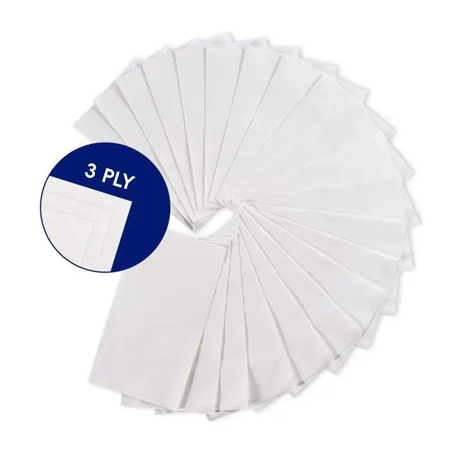 Alt view image 6 of 7 - 100 Pack Paper Napkins Guest Towels Disposable Premium Quality 3-ply Dinner Napkins Soft, Absorbent Paper Hand Towels for Party, Kitchen, Dinners or Events (White)