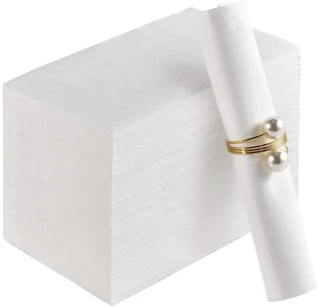 Main image of 100 Pack Paper Napkins Guest Towels Disposable Premium Quality 3-ply Dinner Napkins Soft, Absorbent Paper Hand Towels for Party, Kitchen, Dinners or Events (White)