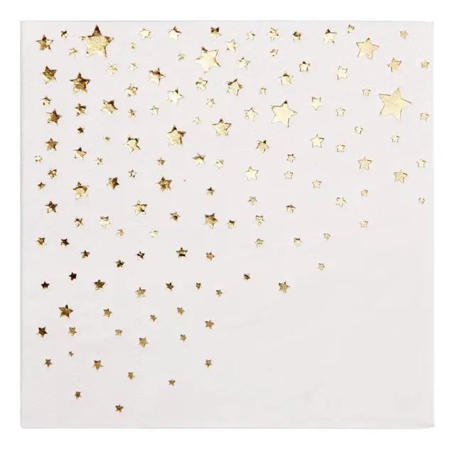 Alt view image 4 of 7 - Stylish White and Gold Star Napkins - 50 Disposable Dinner Napkins, 6.5 x 6.5 Inch, Paper, Decorative for Parties
