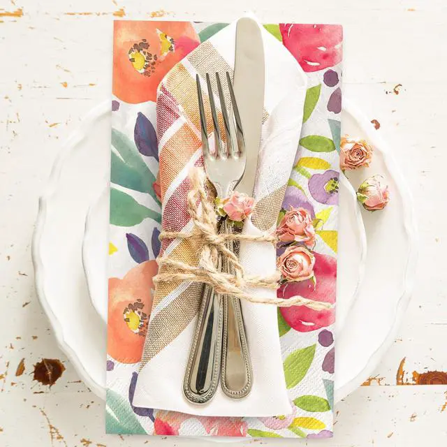 Alt view image 3 of 7 - 80 Pcs Floral Guest Napkins Watercolor Summer Flower Paper Dinner Napkins Colorful Party Decorative Disposable Napkin for Wedding Birthday Baby Bridal Shower Tableware Supplies