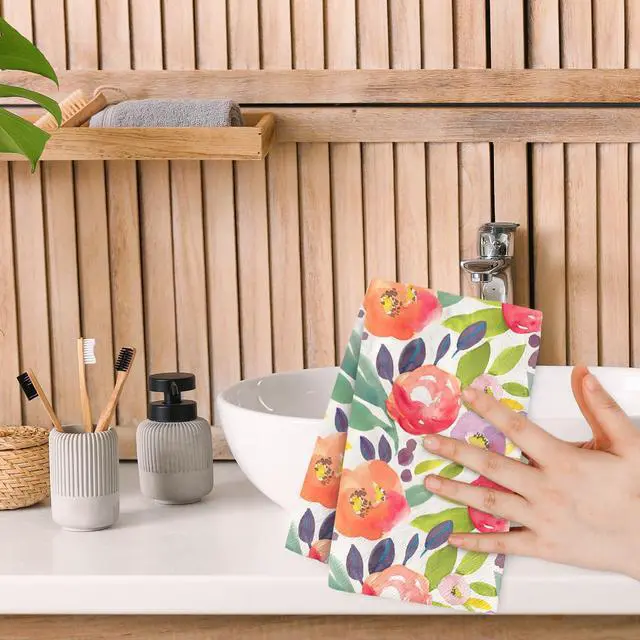 Alt view image 7 of 7 - 80 Pcs Floral Guest Napkins Watercolor Summer Flower Paper Dinner Napkins Colorful Party Decorative Disposable Napkin for Wedding Birthday Baby Bridal Shower Tableware Supplies