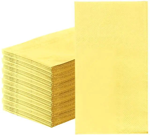 Main image of 50 Pieces Yellow Dinner Napkins 3-ply Guest Bathroom Napkins Disposable Hand Towels for Bathroom Wedding Birthday Party Yellow Paper Dinner Napkin