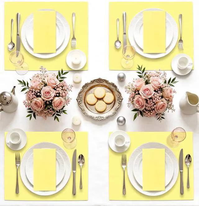 Alt view image 7 of 7 - 50 Pieces Yellow Dinner Napkins 3-ply Guest Bathroom Napkins Disposable Hand Towels for Bathroom Wedding Birthday Party Yellow Paper Dinner Napkin