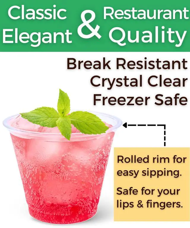 Alt view image 2 of 7 - 100 Pack 9 oz Clear Plastic Cups, 9oz Clear Disposable Cups Wine Glasses, Recyclable Small Punch Cups for Cocktail, Juice, Water, Plastic Wine Cup for Parties, Events, Sampling & Everyday Use