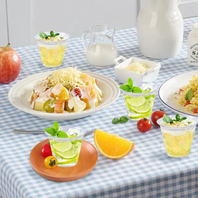 Alt view image 5 of 6 - 100 Pack 9 oz Clear Plastic Cups, Disposable Cups Wine Cocktail Punch, Sturdy & Food Safe Plastic Cup for Party & Wedding